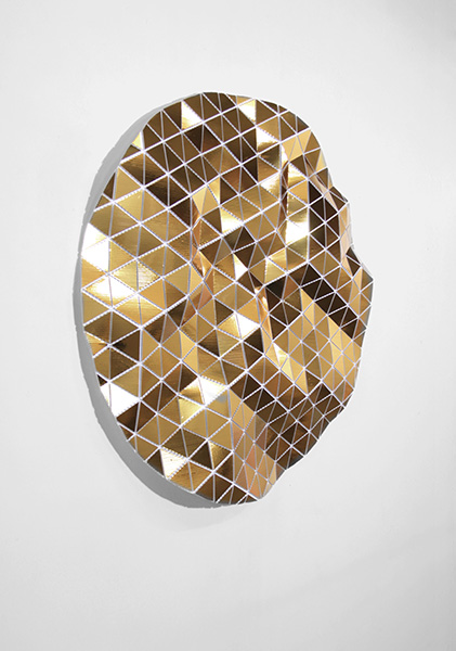 Tom Borgas, No Cloud (Gold), 2019, aluminium, fixings, mirrored vinyl, polypropylene, 109 x 108 x 9 cm
