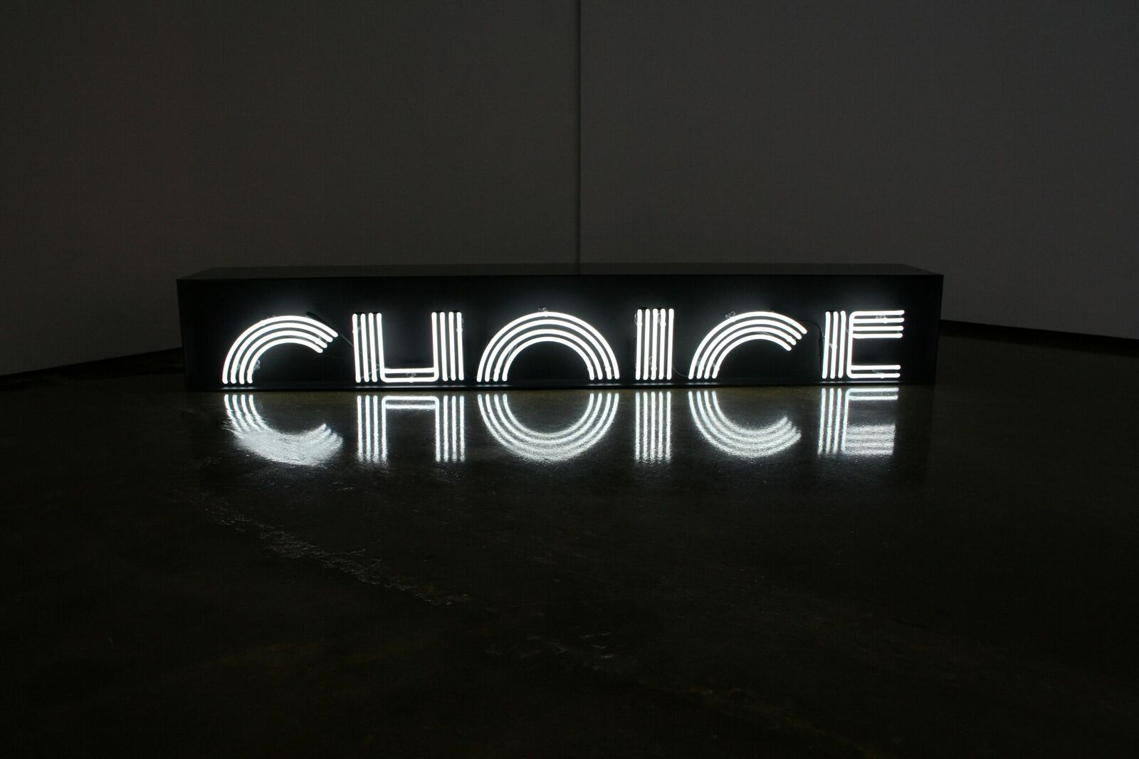 Kristin McIver, A Questionable Choice, 2012<br/>neon and acrylic, 25 x 168 cm