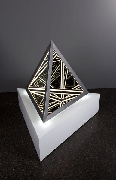 'Blank', 2014, Wood, reflective glass, mirror, MDF & LED lights, 102 x 91 x 89 cm