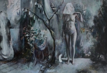 Chelsea Lehmann, Feuilles, 2019, oil on board, 50 x 50 cm