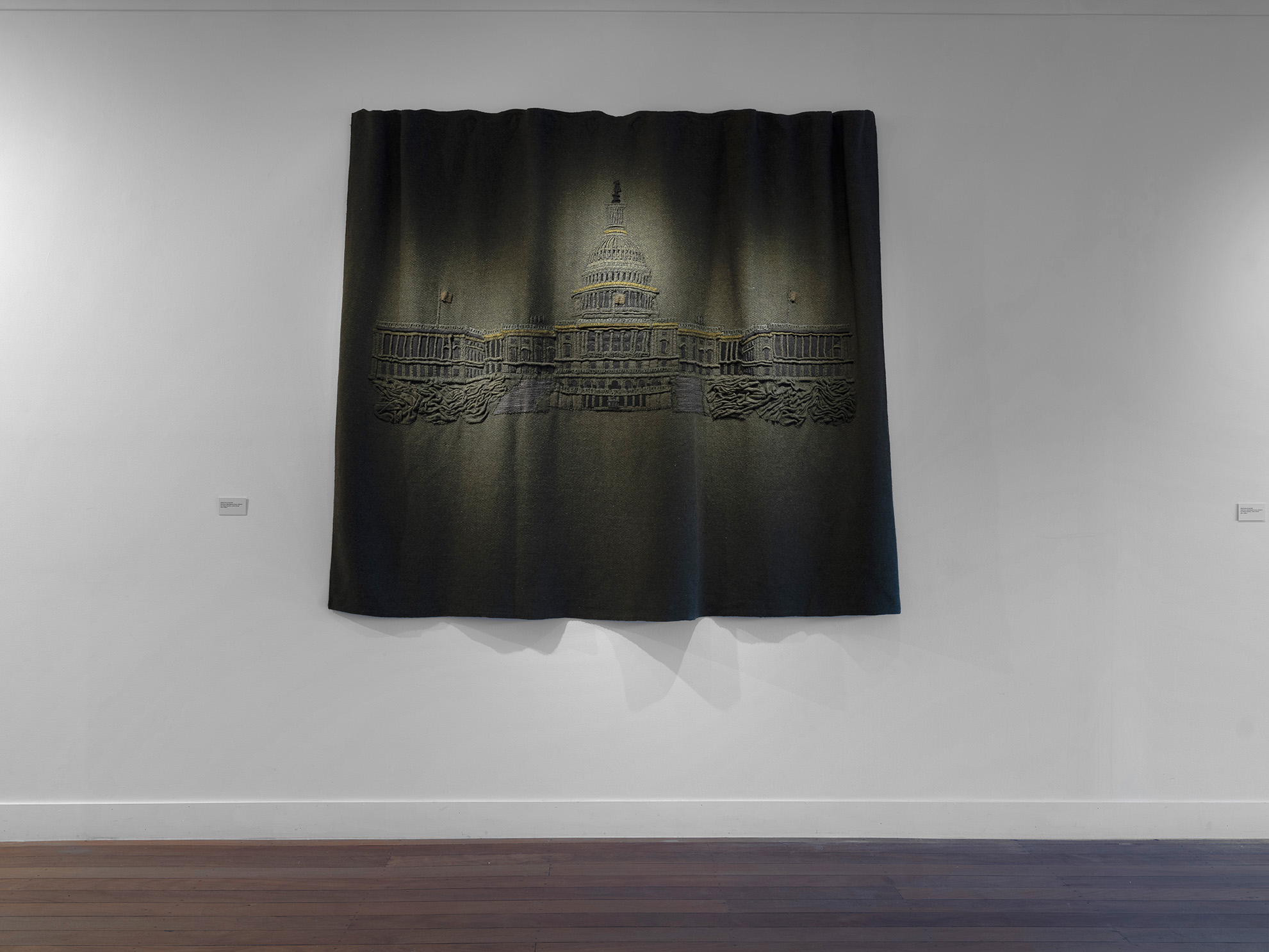 Sebastian Di Mauro, $50 (from GREENBACK series), 2018-19<br/>US military blankets, cotton thread, 163 x 210 cm