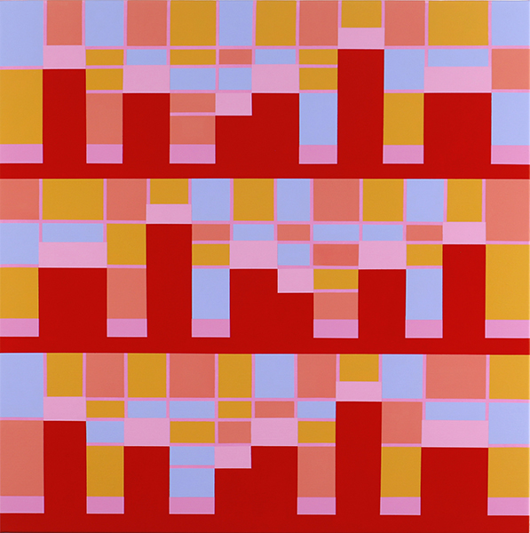 Towers and Tiles, 2018<br/>acrylic on linen, 81 x 81 cm